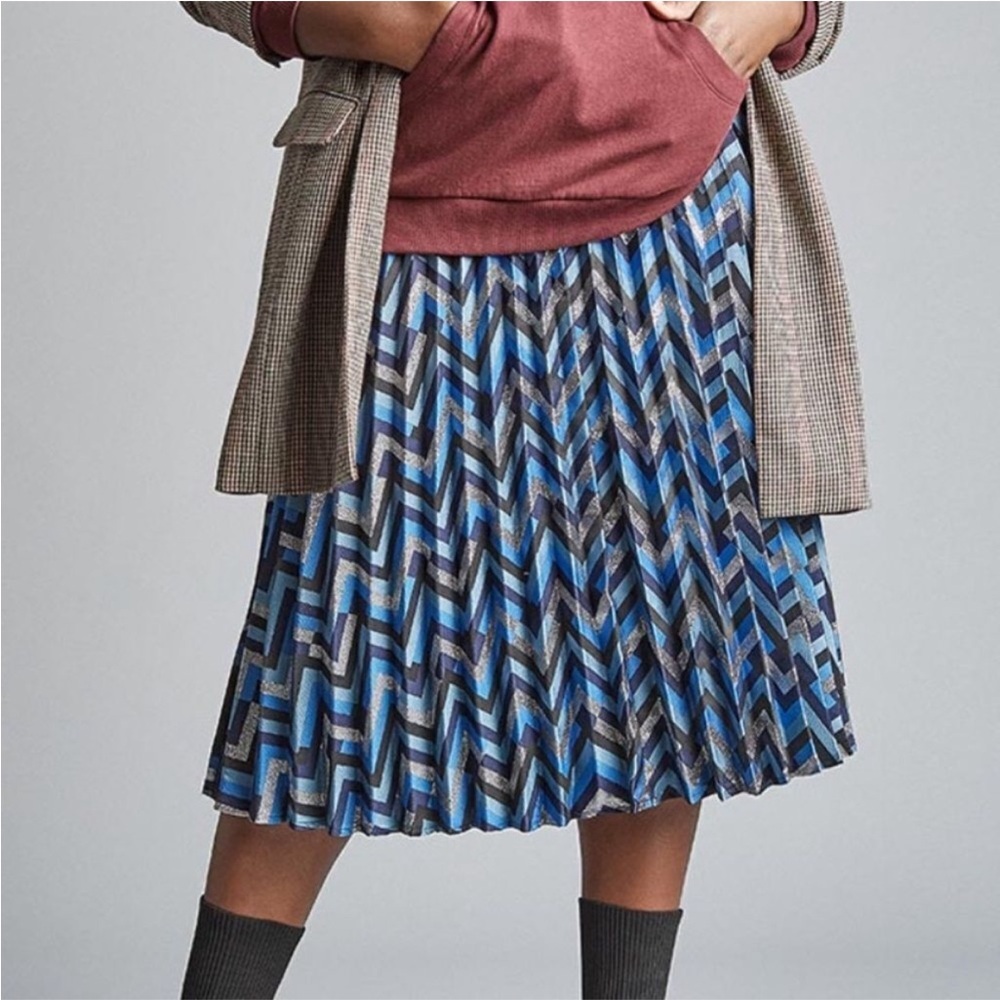 Eloquii Metallic Pleated Chevron Midi Skirt Size 20